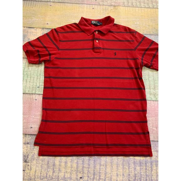 Ralph Lauren Polo Shirt Mens SZ L Red Stripe - Picture 3 of 6